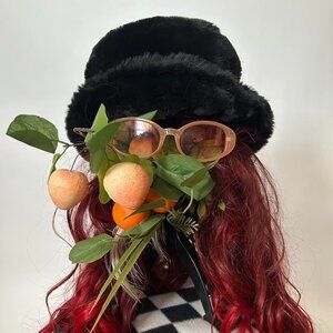 00s Black faux fur bucket hat Style: Y2K, glam,...